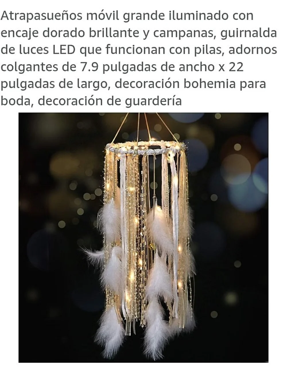 Amazon Gold and White Hanging LED Dreamcatcher Lantern